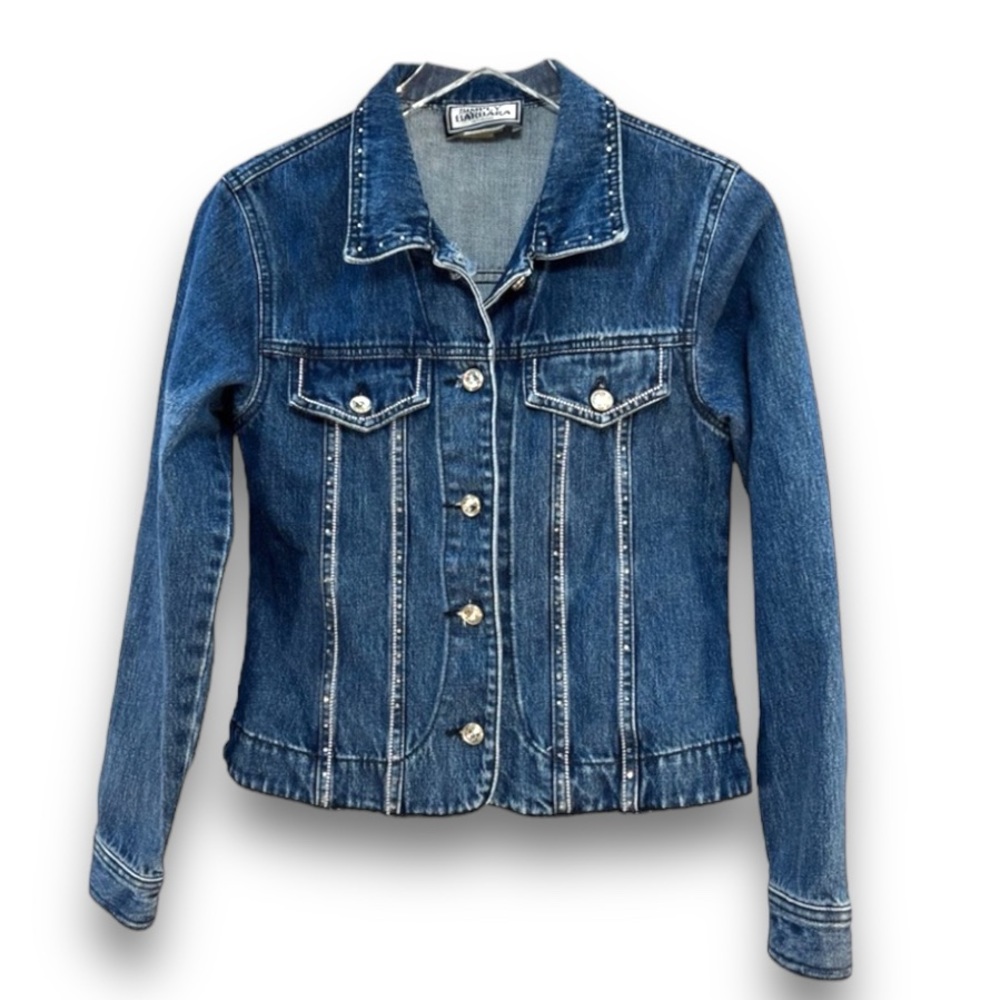 Denim Jean Jacket Cropped with Rhinestones SZ S